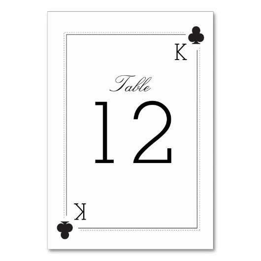 カジノの結婚式のテーブル数カード-クラブ テーブルナンバー (正面)
