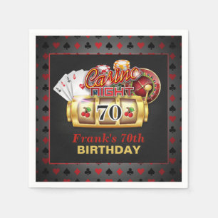 カジノの誕生日の紙ナプキン-第70誕生日 スタンダードカクテルナプキン