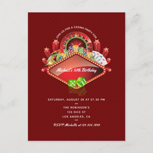 カジノの誕生日パーティー ポストカード (正面)