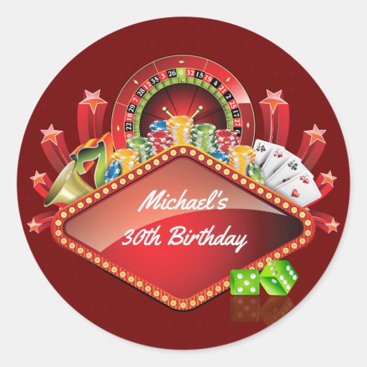 カジノの誕生日パーティー ラウンドシール (正面)