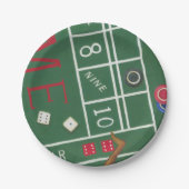カジノは破片およびサイコロが付いているテーブルを排泄します ペーパープレート (正面)