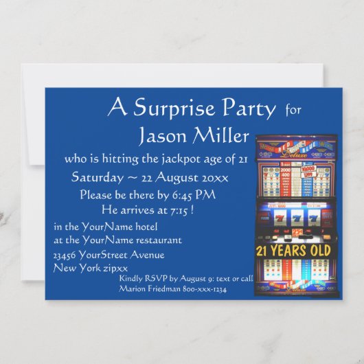 カジノをテーマにした大人の誕生日パーティー 招待状 (正面)