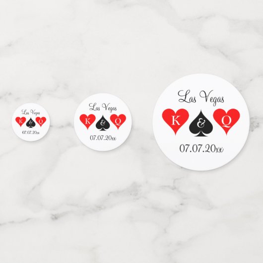 カジノをテーマにした結婚ベガスのカスタムモノグラム表 コンフェッティ (正面)