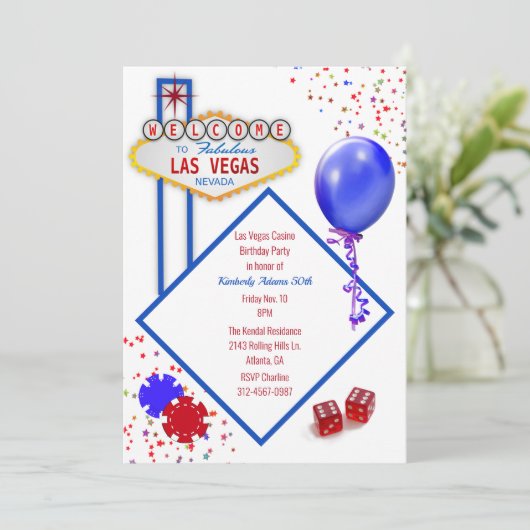 カジノをテーマにした誕生日パーティー 招待状 (スタンド正面)