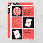 カジノをテーマにした40th誕生日パーティー 招待状 (正面/裏面)