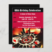 カジノをテーマにした60歳の誕生日パーティー 招待状 (正面/裏面)