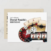 カジノアダルトゲーム誕生日はがき招待状 インビテーションポストカード (正面/裏面)