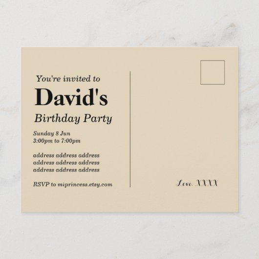 カジノアダルトゲーム誕生日はがき招待状 インビテーションポストカード (裏面)