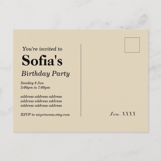 カジノアダルトゲーム誕生日はがき招待状 インビテーションポストカード (裏面)