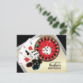 カジノアダルトゲーム誕生日はがき招待状 インビテーションポストカード (スタンド正面)