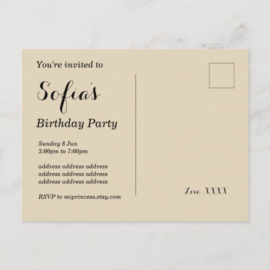 カジノアダルトゲーム誕生日はがき招待状 インビテーションポストカード (裏面)