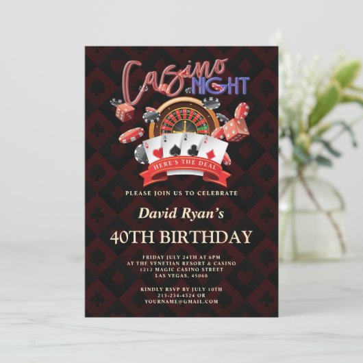 カジノエレガントナイトベガス40th誕生日パーティー 招待状 (スタンド正面)