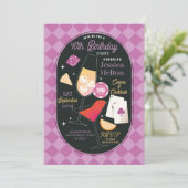 カジノカクテルラスベガス誕生日カードピンク 招待状 (スタンド正面)