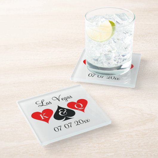 カジノカスタムトランプのポーカーラスベガス結婚のコースター ガラスコースター (アングル)