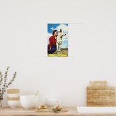 カジノカフェかわいらしドッグアンドビューティフルガールヴィンテージ ポスター (キッチン)