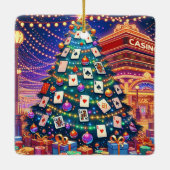 カジノカードテーブルチップカード付きクリスマスツリー セラミックオーナメント (裏面)