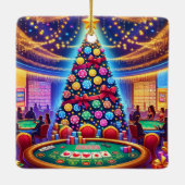 カジノカードテーブル及びトランプのポーカーチップクリスマスツリー セラミックオーナメント (裏面)