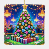 カジノカードテーブル及びトランプのポーカーチップクリスマスツリー セラミックオーナメント (裏面)