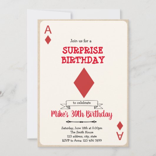 カジノギャンブルカードの招待 招待状 (正面)