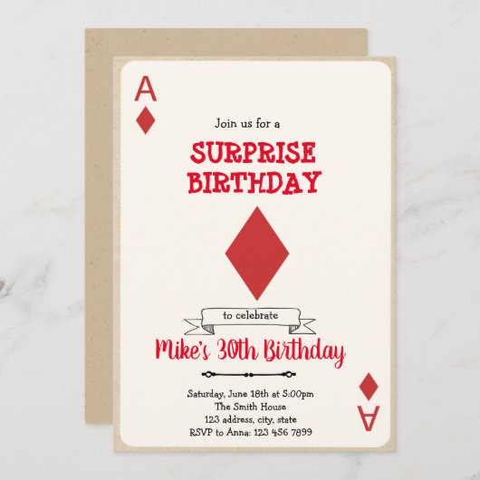 カジノギャンブルカード招待 招待状 (正面/裏面)