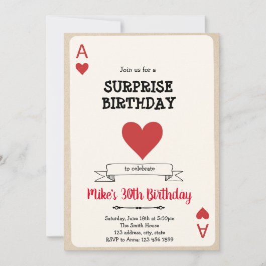 カジノギャンブルカード招待 招待状 (正面)