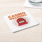 カジノグランマスロットマシン賭博祖母 スクエアペーパーコースター (アングル)