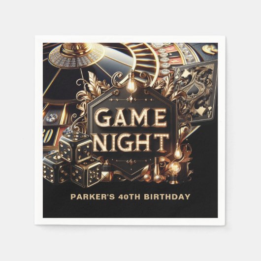 カジノゲームナイトカスタム スタンダードカクテルナプキン (正面)