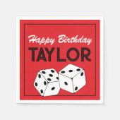 カジノサイコロバースデーパーティナプキンス スタンダードカクテルナプキン (正面)