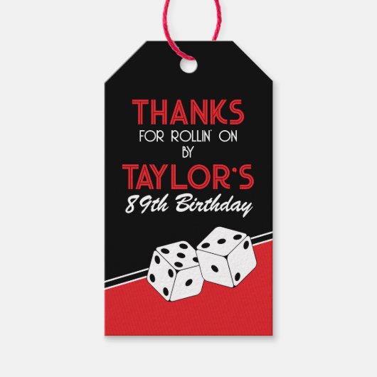 カジノサイコロ誕生日サンキューメッセージカード ギフトタグ (正面)