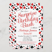 カジノサプライズパーティの招待状トランプのポーカーベガスゲーム 招待状 (正面/裏面)