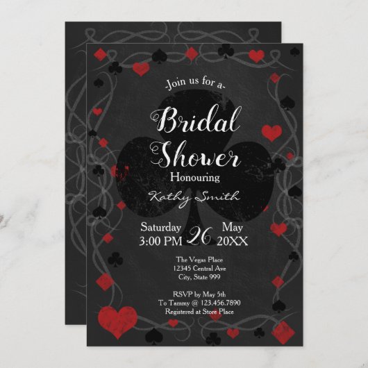 カジノスタイリッシュブライダル招待 招待状 (正面/裏面)