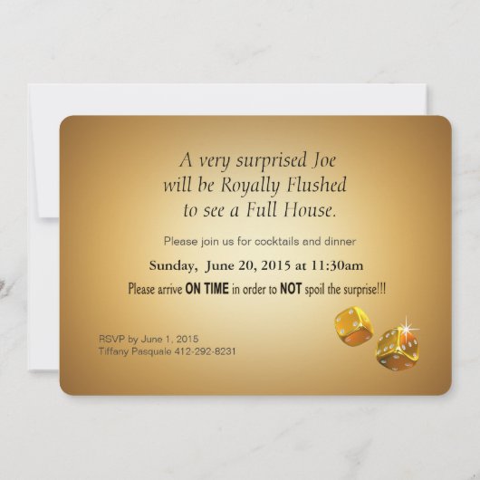 カジノスタイルのパーティー 名前をチップに書きますのでお知らせください 招待状 (裏面)