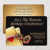 カジノスタイルパーティー チップに名前を入れて 招待状 (正面/裏面)