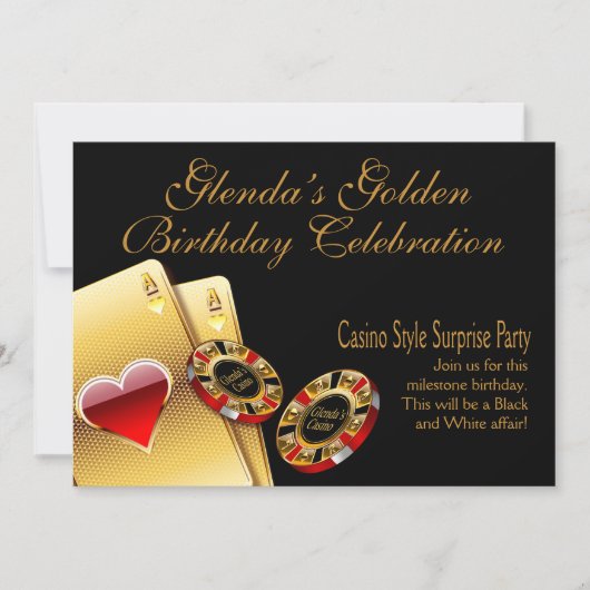 カジノスタイルパーティー 名前をチップに書きますのでお知らせください 招待状 (正面)