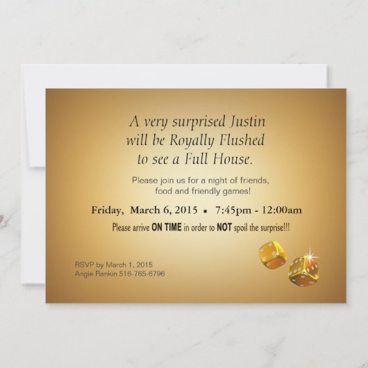 カジノスタイルパーティー 名前をチップに記入しますのでお知らせください 招待状 (裏面)