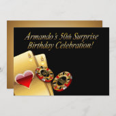 カジノスタイルパーティー 名前をチップに記入しますのでお知らせください 招待状 (正面/裏面)