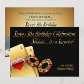 カジノスタイルパーティー 名前をチップに記入しますように 招待状 (正面/裏面)