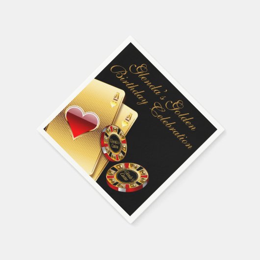カジノスタイル頼パーティーチップに名前を付ける スタンダードカクテルナプキン (角)
