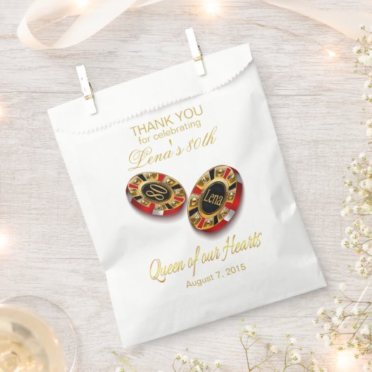 カジノスタイル頼誕生日チップに名前を付ける フェイバーバッグ (クリップ留めされた状態)
