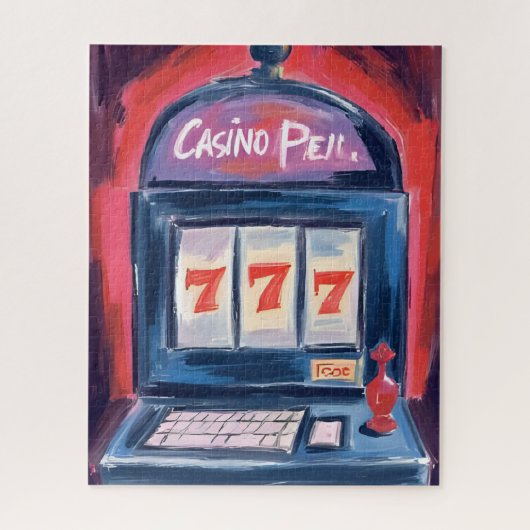 カジノスロットマシンの絵画 ジグソーパズル (縦)