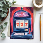 カジノスロットマシ絵を描ン ポストカード