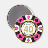 カジノチップラスベガス誕生日 – ピかわいらしンク マグネット (正面/裏面)