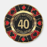 カジノチップラスベガス誕生日-金ゴールドと赤