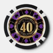 カジノチップラスベガス40th誕生日 – 紫 ポーカーチップ (裏面)