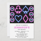 カジノテーマの50歳の誕生日招待状 ポーカーガール 招待状 (正面)