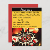 カジノテーマブラックアンド金ゴールド 招待状 (正面/裏面)