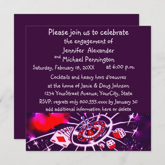 カジノテーマ婚約パーティ 招待状 (正面/裏面)