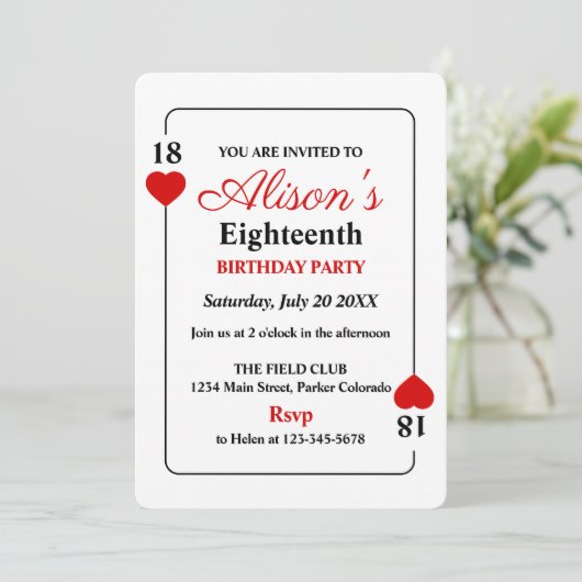 カジノテーマ誕生日パーティーへの招待 招待状 (スタンド正面)