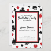 カジノトランプのポーカーカードゲームテーマ誕生日招待状 招待状 (正面)