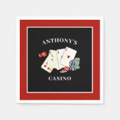 カジノトランプのポーカーカードパーティー パーソナライズされた スタンダードカクテルナプキン (正面)